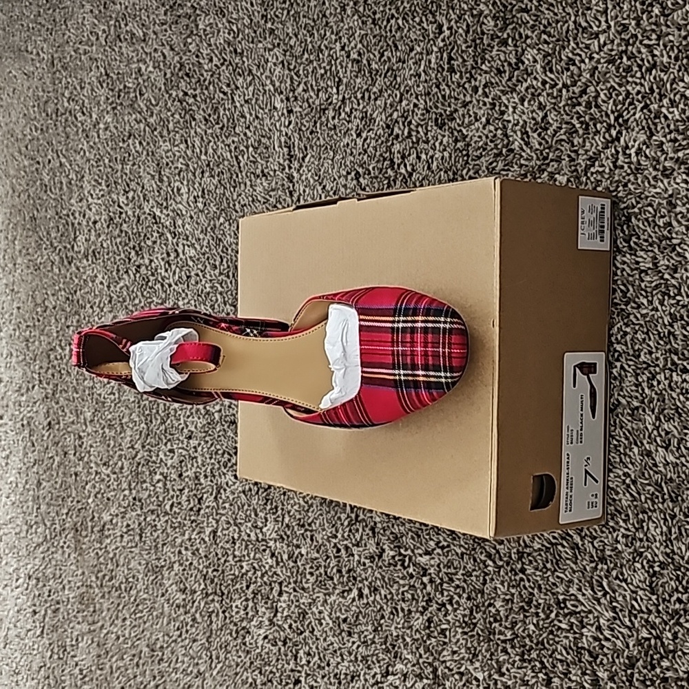 J. CREW Tartan ankle strap block heels size 7.5